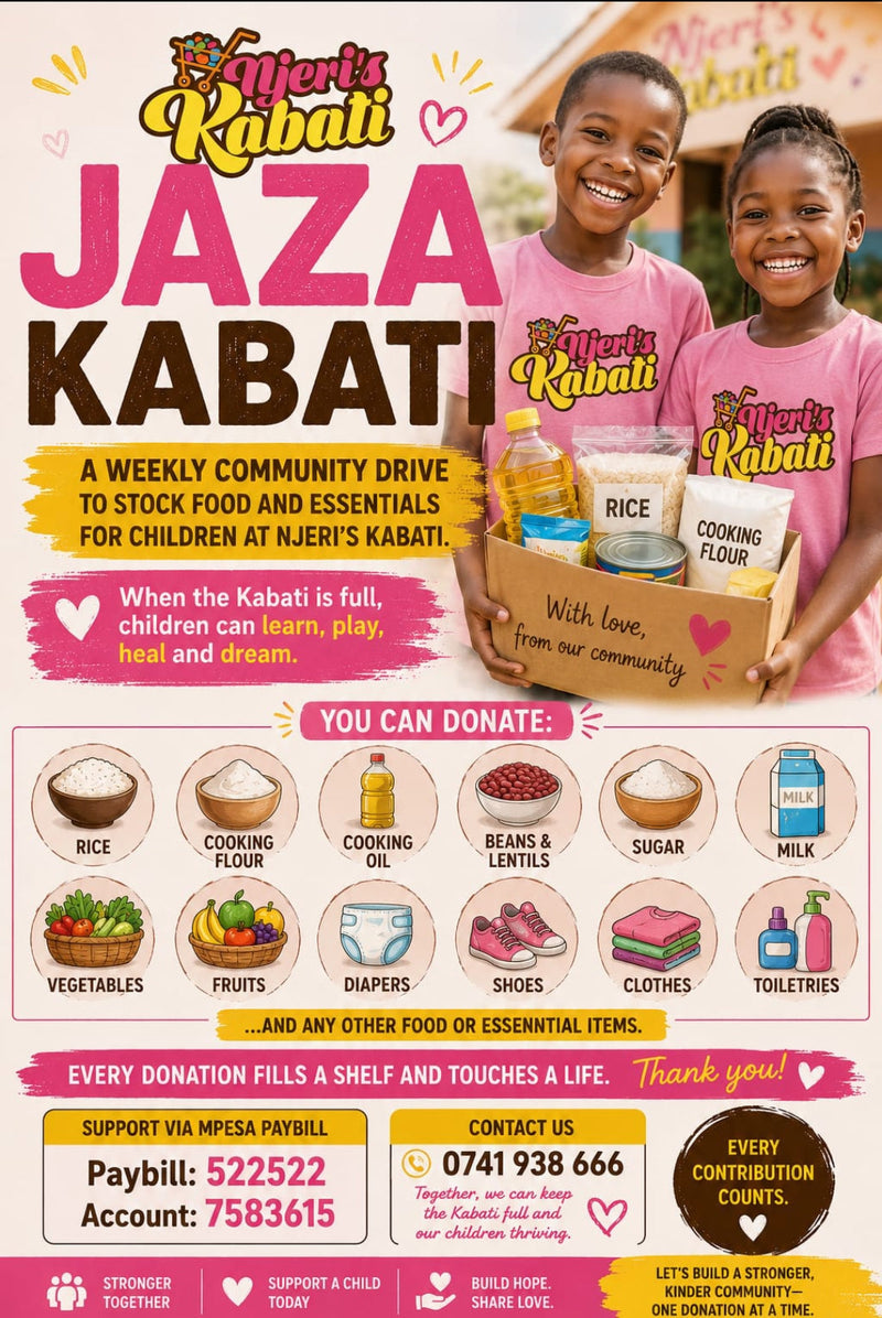 Jaza Kabati – Njeri's Kabati weekly community drive flyer