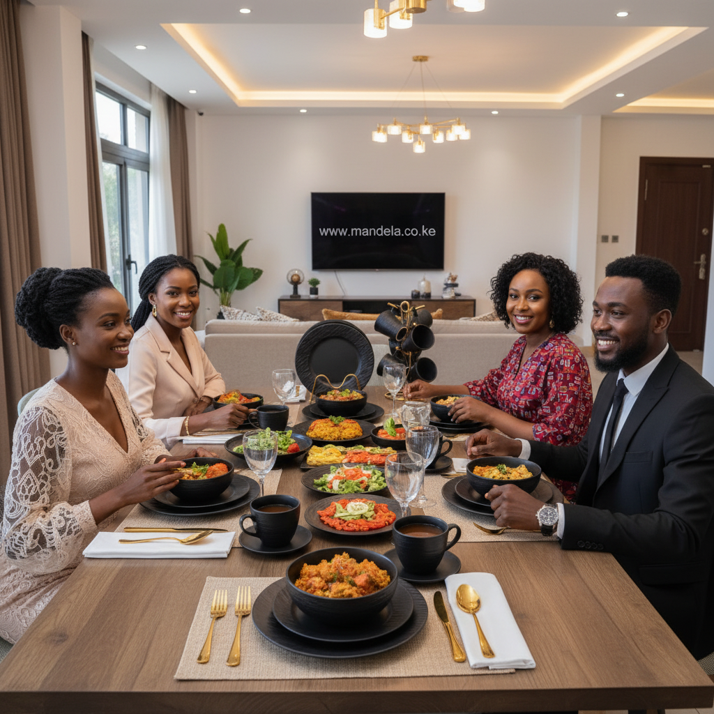 24-Piece Black Ceramic Dinner Set