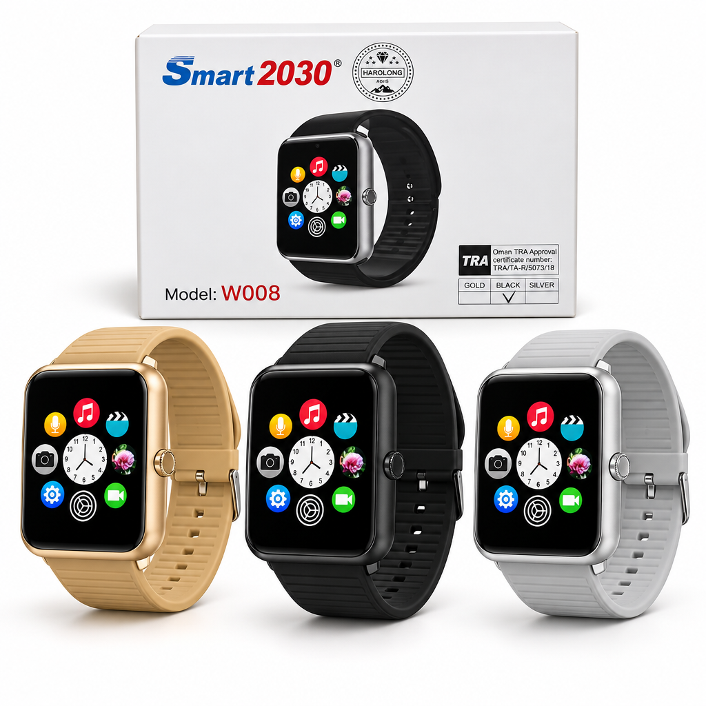 Smart 2030 W008 Smartwatch | Kids & Adults | Colour Touchscreen | Gold, Black, Silver product image