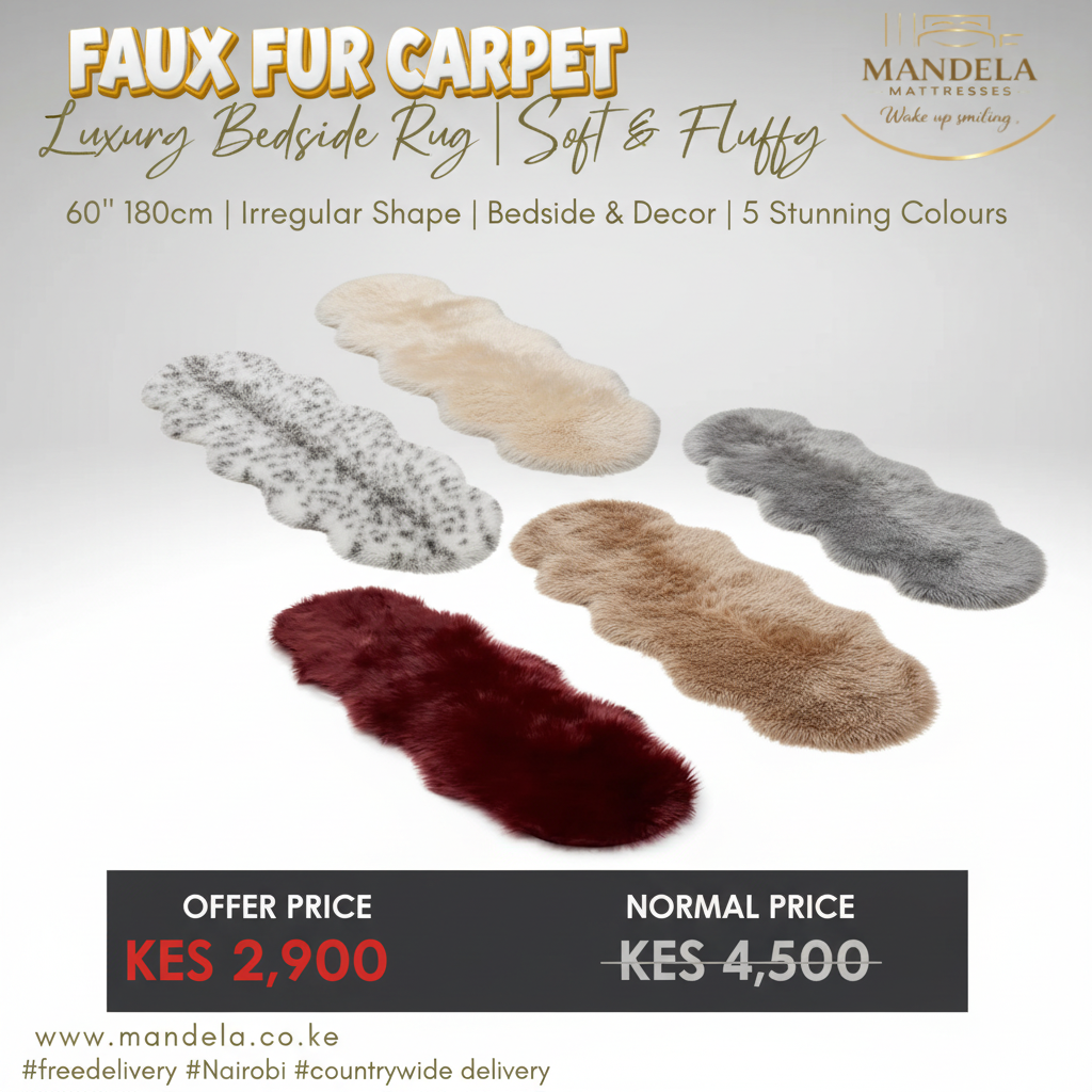 Luxury Faux Fur Carpet — Soft Fluffy Bedside Rug | 60×180cm | 5 Colours