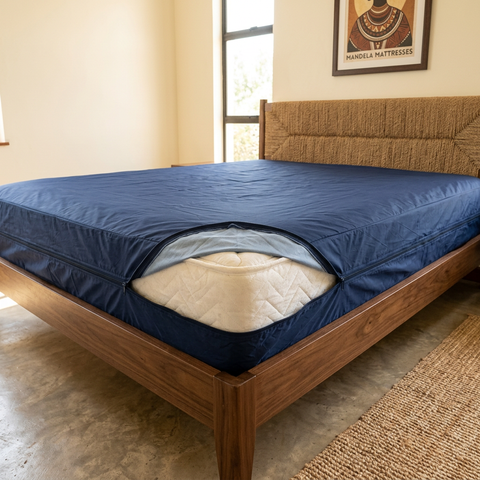 Waterproof Mackintosh Mattress Cover with Zip – Navy Blue