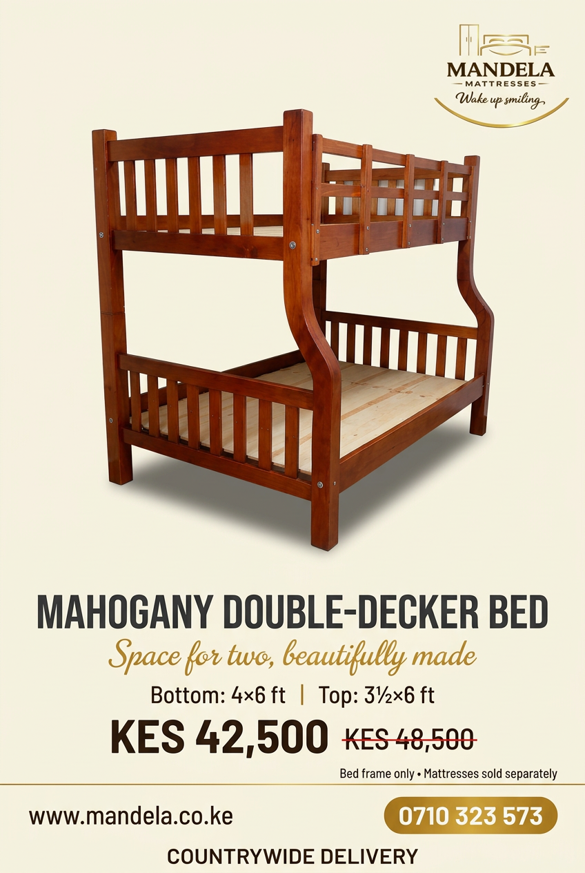 Mahogany double-decker price poster KES 42,500
