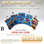 4pc Boys Cartoon Duvet Set – Size 4x6 | Spider-Man, Batman & More | Binded