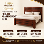 Bold horizontal-slat solid mahogany bed prices in Kenya with countrywide delivery
