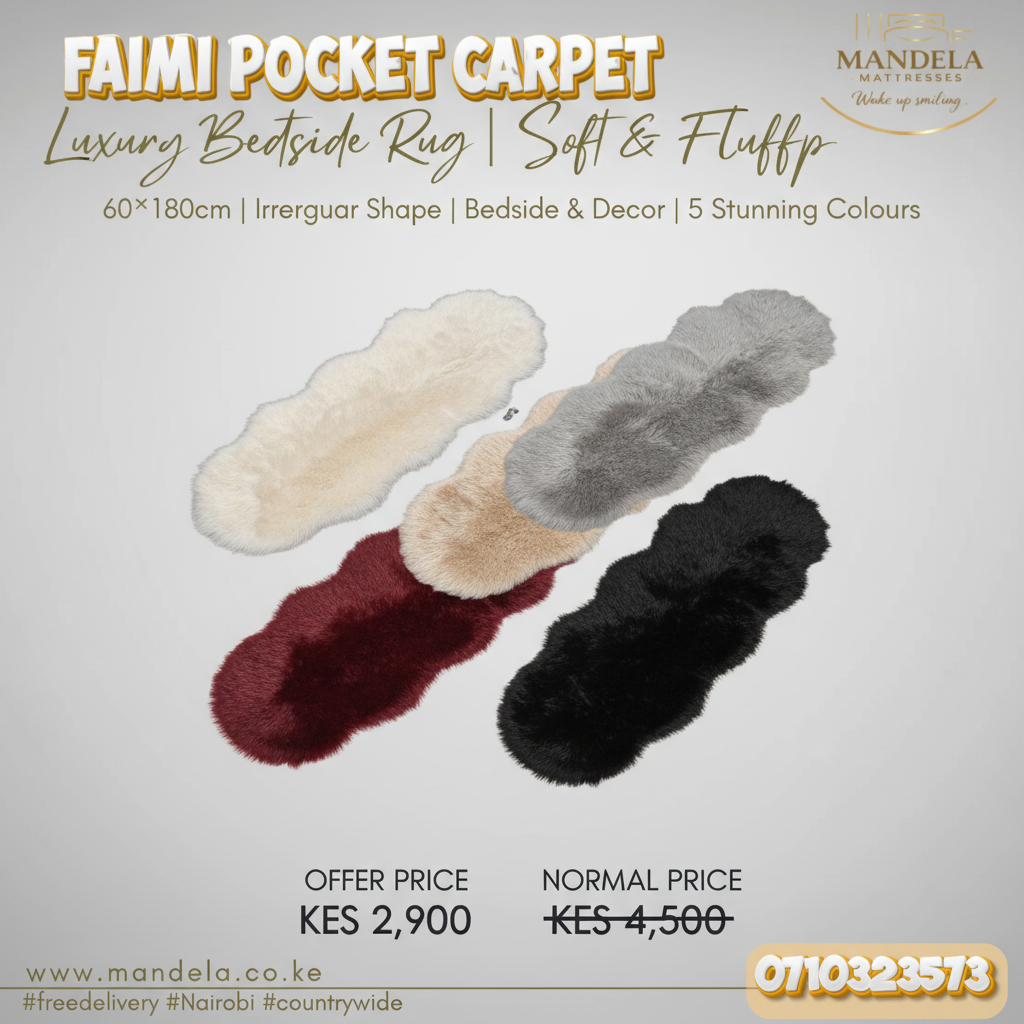 Luxury Faux Fur Carpet — Soft Fluffy Bedside Rug | 60×180cm | 5 Colours