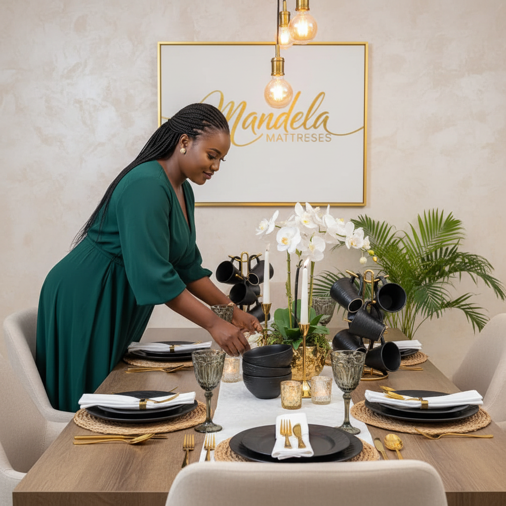 24-Piece Black Ceramic Dinner Set