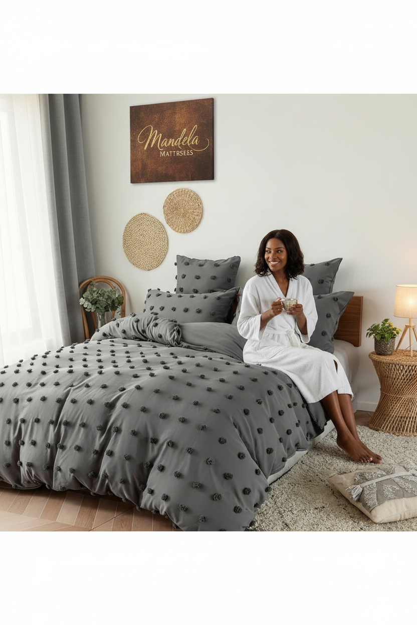 Luxury Tufted Dot Design Duvet Cover Set — Soft Microfiber | 6x6 & 6x7