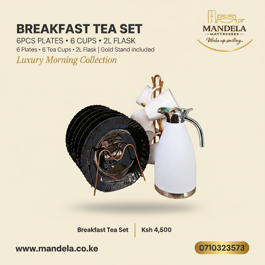 Breakfast Tea Set – 13 Pcs | 6 Plates • 6 Cups • 2L Flask