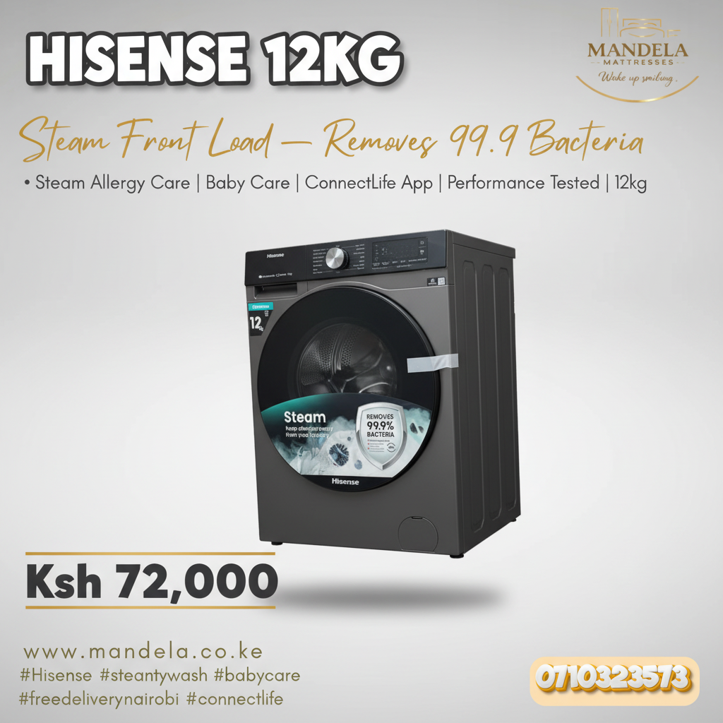 Hisense 12kg Steam Front Load Washing Machine – Allergy Care | 99.9% Bacteria Removal
