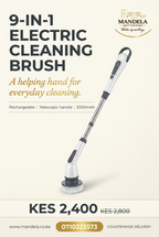 9-in-1 rechargeable cleaning brush poster showing KES 2400