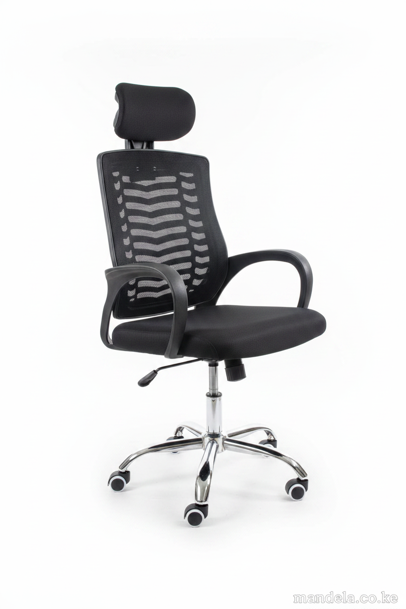 Secretarial High-Back Mesh Office Chair with Headrest