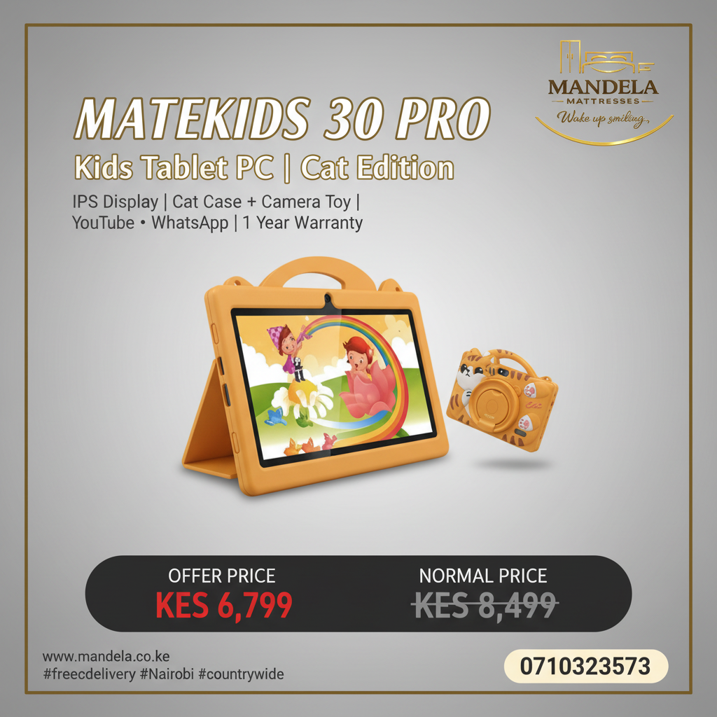 S-Color MateKids 30 Pro Kids Tablet PC — Cat Edition with Camera Toy