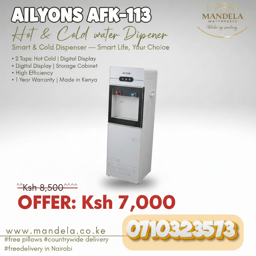 AILYONS AFK-113 Water Dispenser – Hot & Cold | 2 Taps | Storage Cabinet | 1 Year Warranty