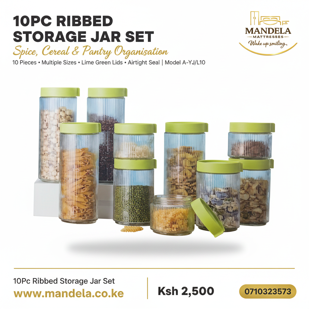 10PC Ribbed Airtight Storage Jar Set | Spice & Cereal Jars product image