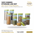 10PC Ribbed Airtight Storage Jar Set | Spice & Cereal Jars product image