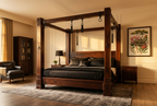 Dominion mahogany canopy bed in afternoon light