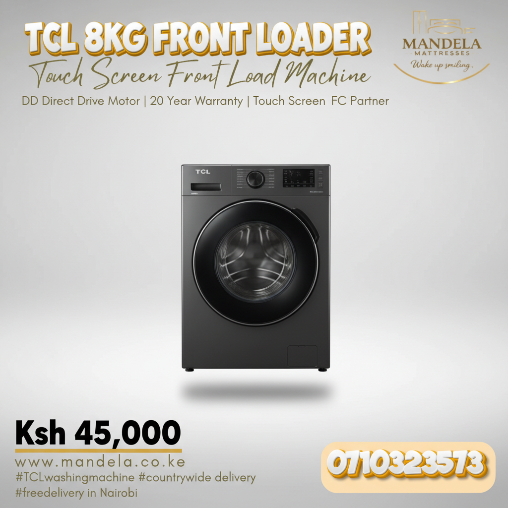 TCL 8kg Front Load Washing Machine – Touch Screen | DD Motor | 20 Year Warranty