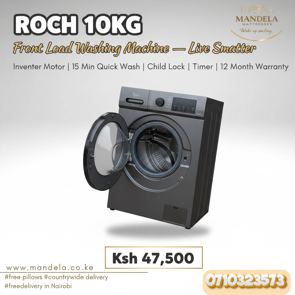 Roch 10kg Front Load Washing Machine – Inverter Motor | 15 Min Quick Wash | RWM-10FL