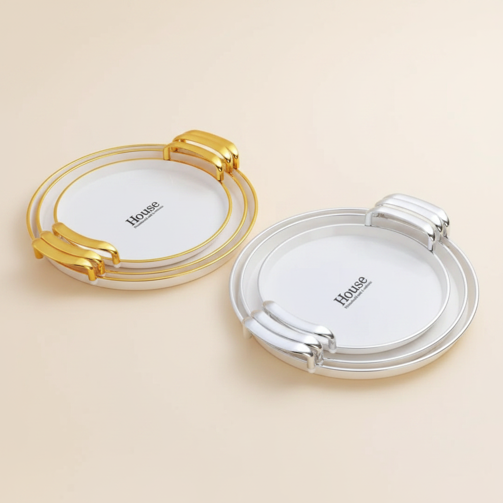 3-in-1 Golden Round Serving Tray | Gold & Silver | House product image