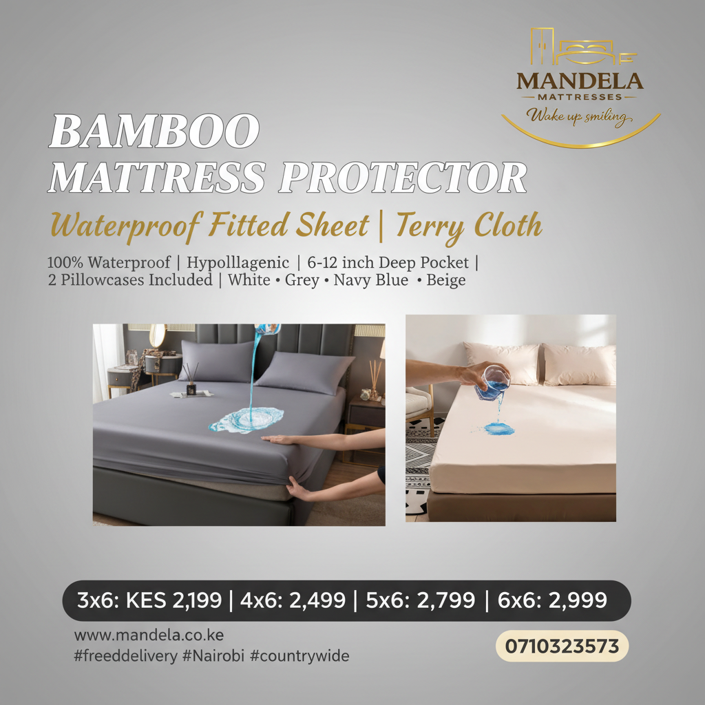 Waterproof Bamboo Fitted Mattress Protector — Terry Cloth | Hypoallergenic | 4 Colours