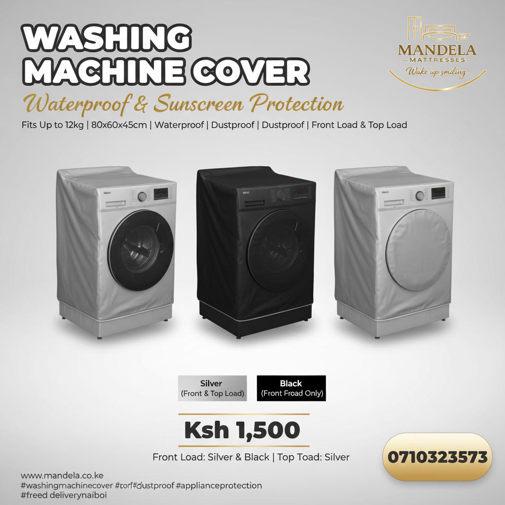 Washing Machine Cover – Waterproof & Sunscreen | Front Load & Top Load | Up to 12kg
