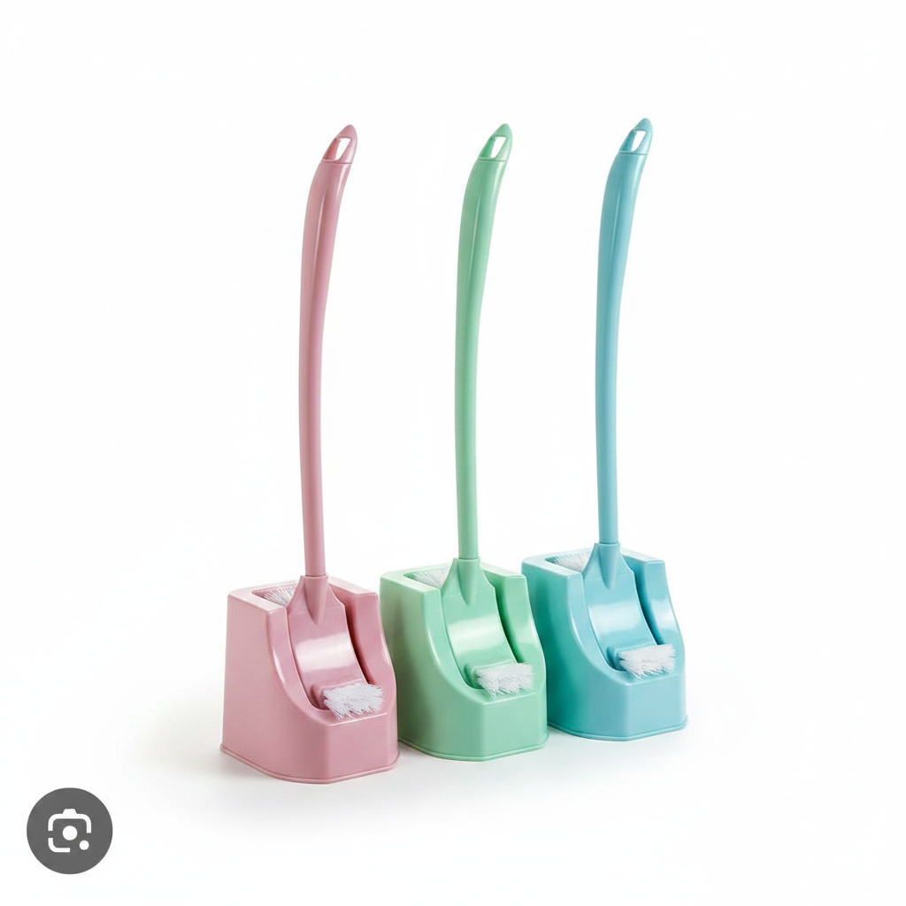 Double-Sided Toilet Brush with Matching Stand | 3 Colours | Pink, Green & Blue product image