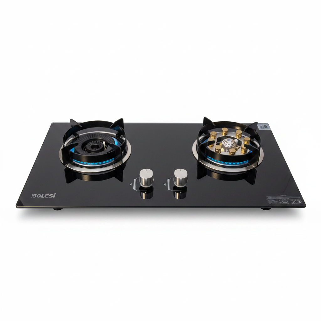 Bolesi 2-Burner Tempered Glass Built-In Gas Hob | Wok Burner & Auto Sensor product image