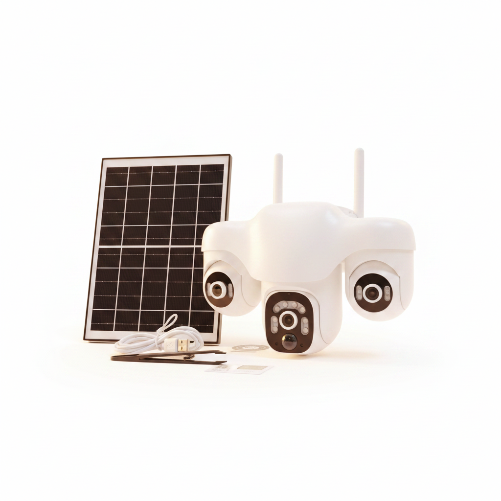 4G Triple Lens Solar PTZ Camera | 360° Rotation | Two-Way Audio | V380 Pro App