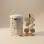 7PC Marble Breakfast Set | Sundabests Tea Urn + 6 Ceramic Cups