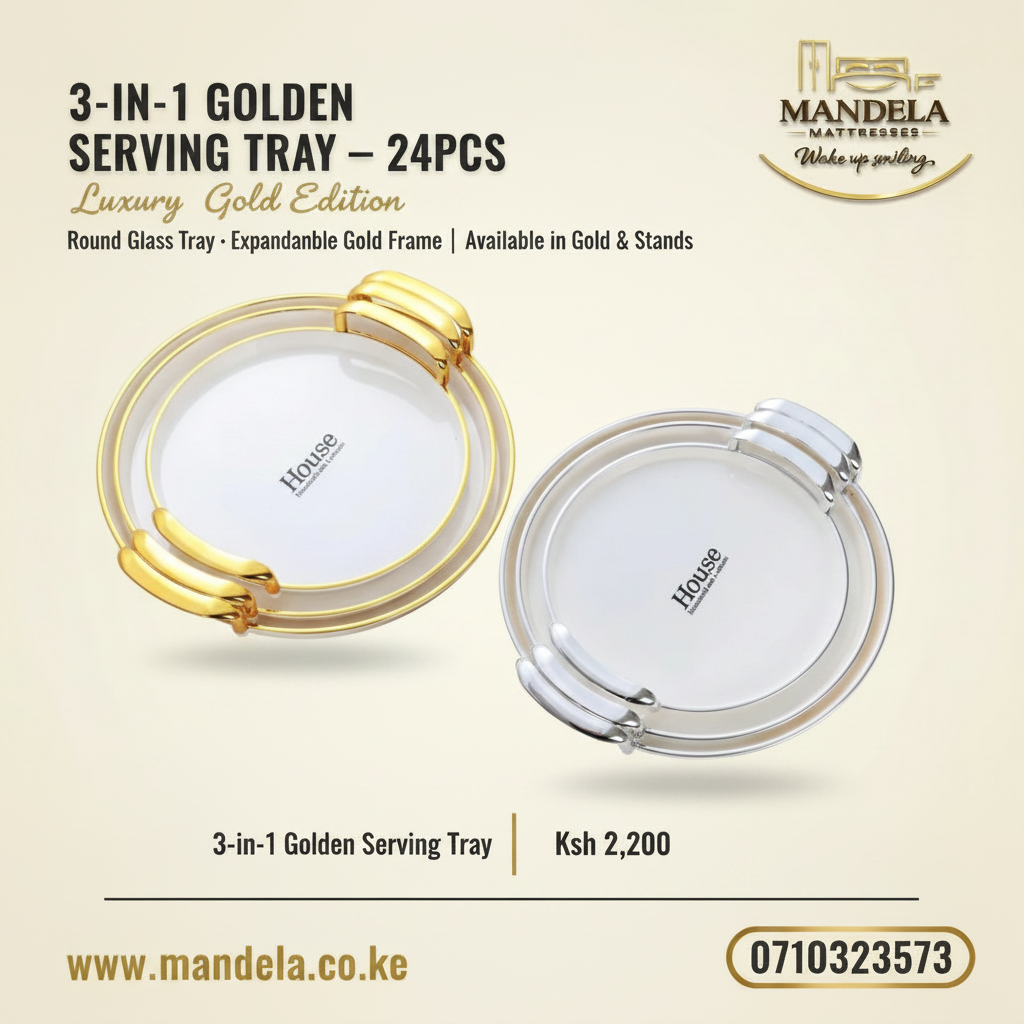 3-in-1 Golden Round Serving Tray | Gold & Silver | House product image