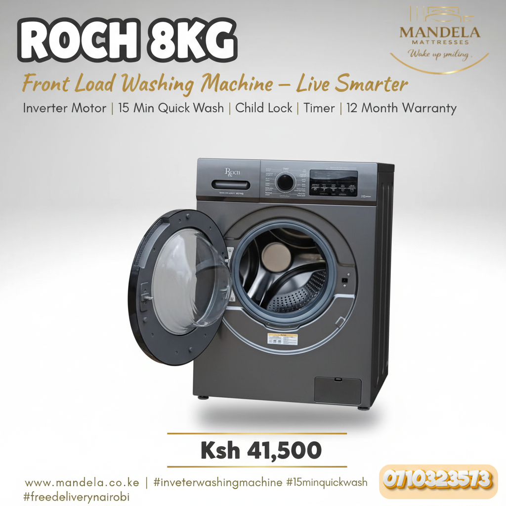 Roch 8kg Front Load Washing Machine – Inverter Motor | 15 Min Quick Wash | RWM-8FL