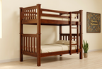 Mahogany bunk bed in a bright Kenyan room with African-inspired Mandela Mattresses artwork