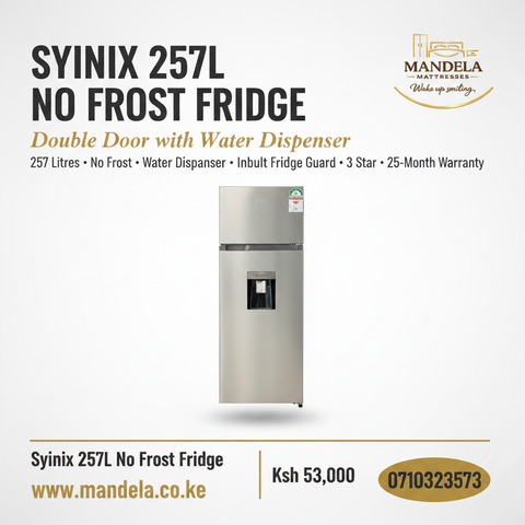 Syinix 257L No Frost Double Door Refrigerator with Water Dispenser product image