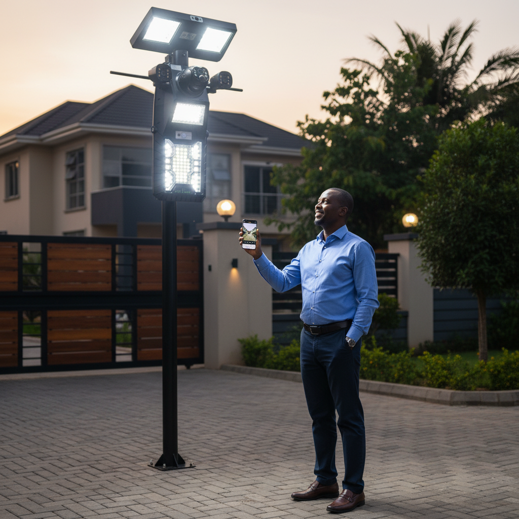 JSCI LAMP 450W Solar Street Light with 4G Triple Lens Camera | V380 Pro product image