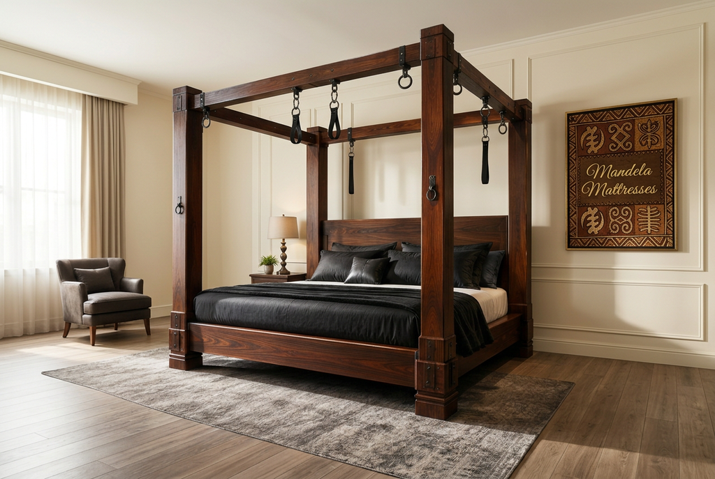 Classic Dominion bed in a bright Kenyan bedroom with African artwork