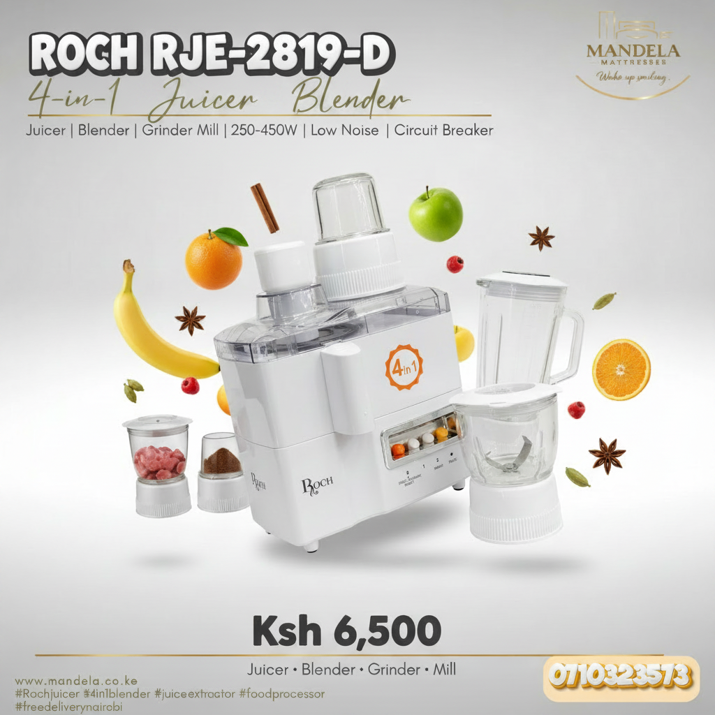 Roch RJE-2819-D 4-in-1 Juice Extractor – Juicer | Blender | Grinder | Mill