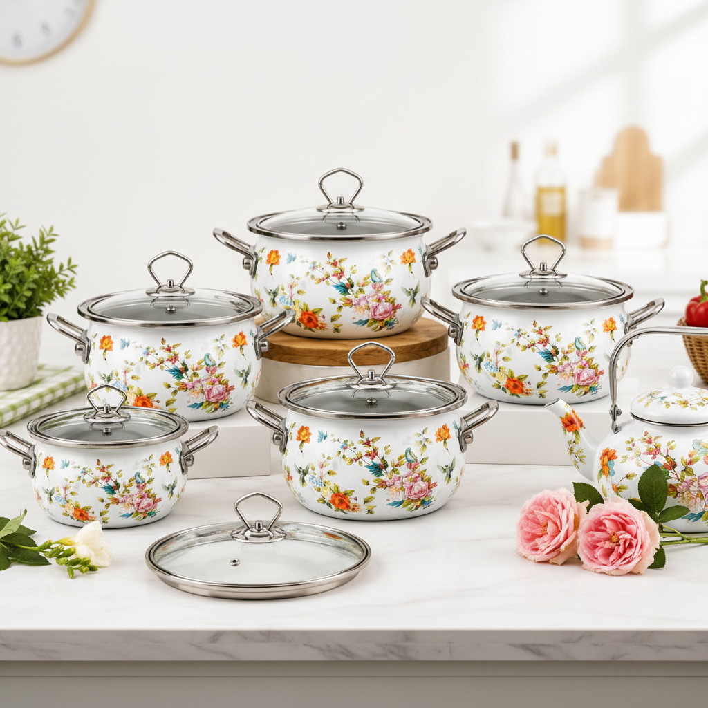 Signature 12-Piece Enamel Cookware Set with Kettle