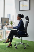Secretarial High-Back Mesh Office Chair with Headrest