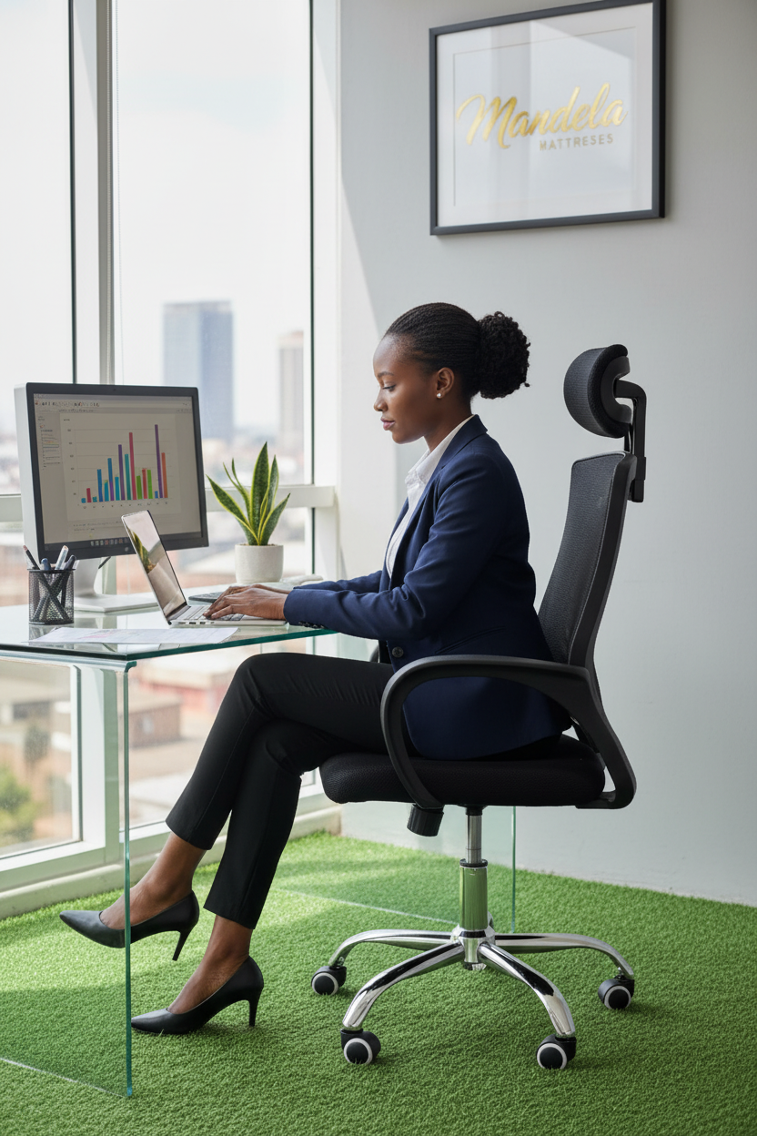 Secretarial High-Back Mesh Office Chair with Headrest