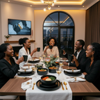 All Black Ribbed 24-Piece Ceramic Dinner Set