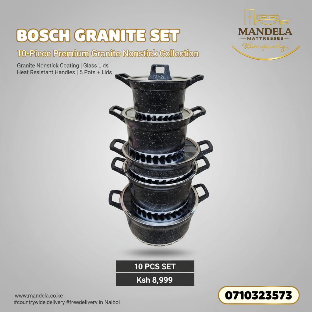 Bosch 10-Piece Granite Nonstick Cookware Set — Black