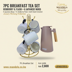 7PC Breakfast Tea Set | Redberry 1L Flask + 6 Japanese Mugs