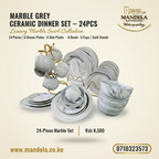 Marble Grey 24-Piece Ceramic Dinner Set