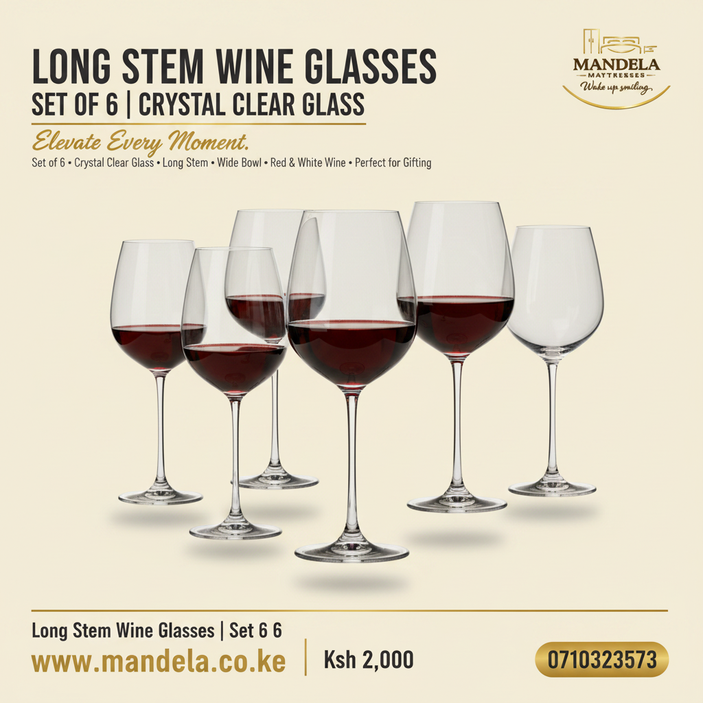 Long Stem Wine Glasses | Set of 6 | Crystal Clear Glass product image