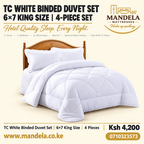 TC White Binded Duvet Set | 4-Piece | King Size 6×7 | Diamond Stitch product image