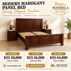 Modern solid mahogany panel bed prices in Kenya for 4 by 6, 5 by 6 and 6 by 6 foot sizes