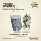 7PC Marble Breakfast Set | Sundabests Tea Urn + 6 Ceramic Cups