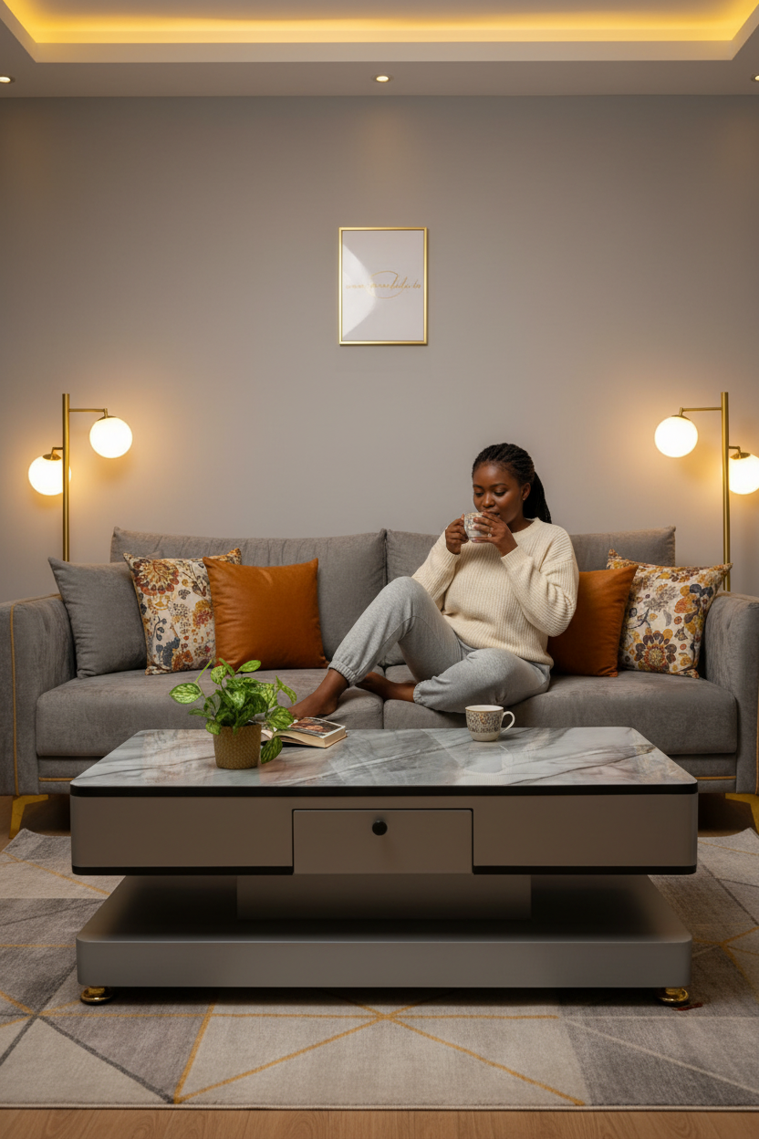 Marble Glass Top Coffee Table
