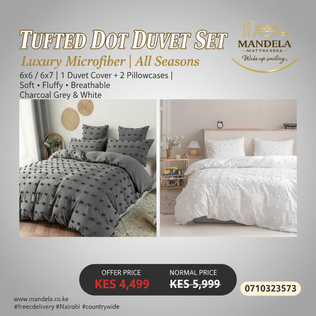 Luxury Tufted Dot Design Duvet Cover Set — Soft Microfiber | 6x6 & 6x7