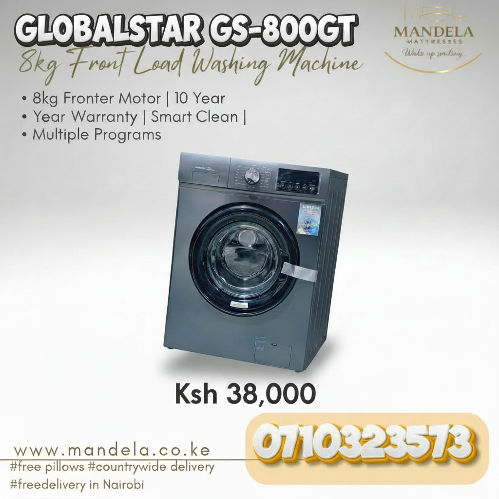 Globalstar GS-800GT 8kg Front Load Washing Machine – BLDC Inverter | 10 Year Warranty